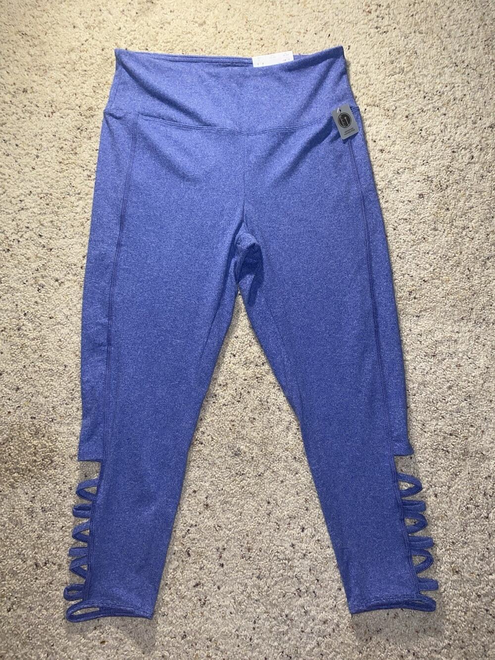 NWT Marika Athletic Womens Large Blue High Rise Leggings Ladder Yoga Pants